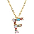 thumbnail image 1 of Collier Pendentif Alphabet Multicolore Micro Pavé Zircon Initiale Lettres Collier Couple Bijoux (F), 1 of 1