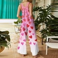 thumbnail image 7 of KDDYLITQ Womens Valentines Overalls U Neck Wide Leg Jumpsuit Floral Print Sleeveless Button Strap Fashion Workout Holiday Pants with Pocket Purple Pink XL, 7 of 7
