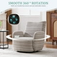 thumbnail image 3 of 30" Swivel Accent Chair with  with Sand-rimmed Fabric and Metal Bracket, Comfy Armrest Swivel Chair, 360° Swivel Leisure Chair for Living Room Bedroom Small Spaces, Khaki, 3 of 9