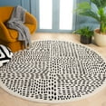 thumbnail image 2 of SAFAVIEH Melody Natalee Geometric Polyester Area Rug, Ivory/Black, 6'7" x 6'7" Round, 2 of 11