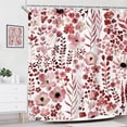 thumbnail image 3 of Burgundy Red Floral Shower Curtain for Bathroom Decor 72Wx72H Wildflower Watercolor Boho Flower Leaves Botanical Plant Retro Art Printed Fabric Polyester Waterproof 12 Pack Plastic Hooks, 3 of 6