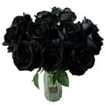 thumbnail image 3 of Ukeler 12 Pcs Artificial Rose Flowers Black Blossom Rose Flowers Real Touch Silk Faux Roses with Long Stem Rose Bouquets for DIY Home Decoration Wedding Party Centerpieces Arrangement, 3 of 7