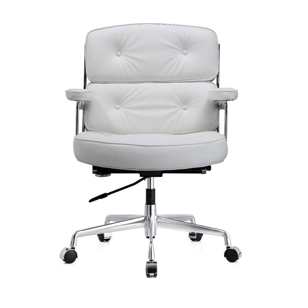 Lobby Executive PU Chaise de bureau en bronzage, Mid-Back Executive Swivel Mesh Office Chair, Rembourrage, Soutien lombaire, Style moderne