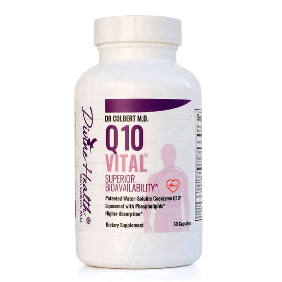Dr. Colbert, MD Q10 Vital | CoQ10 | by Divine Health | 100mg Coenzyme-Q10 | Riboflavin | Thiamine | 60 Capsules