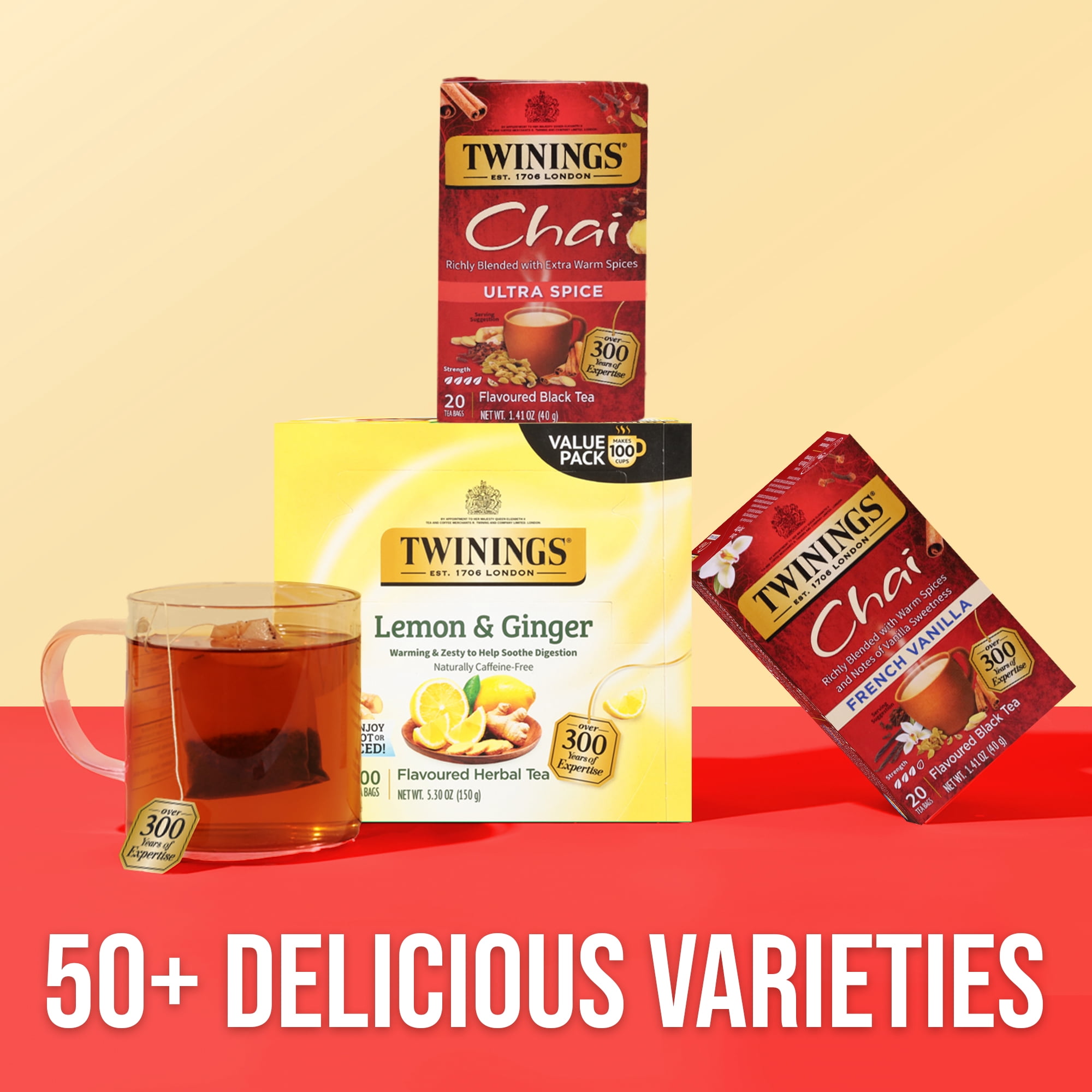 (4 pack) Twinings Of London Ultra Spice Chai Tea Bags, 20 Ct, 1.41 oz.