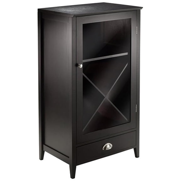 Winsome Bordeaux X Panel Transitional Solid Wood Home Bar Cabinet in Espresso