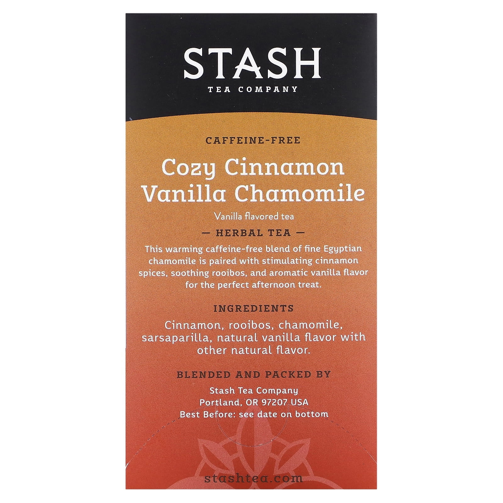(6 pack) Stash Caffeine-Free Cozy Cinnamon Vanilla Chamomile Herbal Tea 18 Tea Bags
