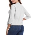 thumbnail image 4 of CIENVNSTG Women's Cardigan Sweater 3/4 Sleeve Open Front Cropped Sweater Lightweight Elegant Shrugs for Dress White M, 4 of 5