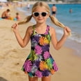 thumbnail image 3 of Uorisanigo Purple Palm Leaves Little Girls One Piece Swimsuits with Skirt Summer Swim Dress Modest Beach Swimwear Summer Vacation, Size 3-4, 3 of 6