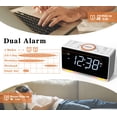 thumbnail image 2 of iTOMA Radio despertador, reloj con pantalla LED blanca de 1,4" con Bluetooth, radio FM, alarma dual, temporizador de apagado, repetición, atenuador automático y manual, cargador USB y luz nocturna CKS, 2 of 5
