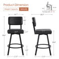 thumbnail image 3 of Zesthouse 26.6" Swivel Bar Stools Set of 2, Modern Counter Height Stools with Solid Back & Metal Base, PU Leather Upholstered Barstools for Kitchen Island, Black, 3 of 10