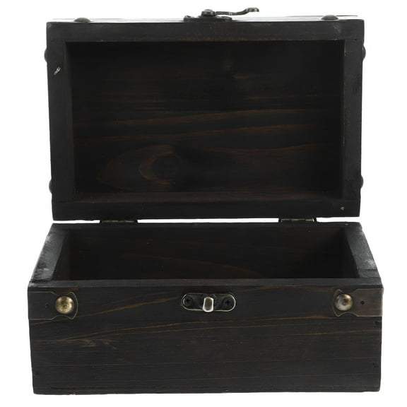 LAMIRO Decorative Trunk for Storage and Home Decor Antique Wood Treasure Chest with Hinged Lids suitable for Keepsakes and Trinkets