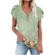 thumbnail image 2 of Fiudx Ofertas Del Día Blusa Informal de Manga Corta con Cuello En V y Estampado de Moda para Mujer, 2 of 4