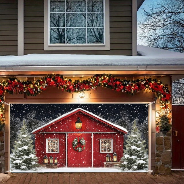 Christmas Garage In Garage Door Decorations Christmas Banners Backdrops Decorations Hanging Decor For Indoor Outdoor House Lawns Party Background