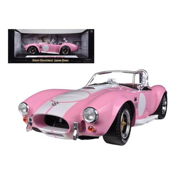Shelby Collectibles SC114 1965 Shelby Cobra 427 S & C Pink with Printed Carroll Shelby Signature On The Trunk 1-18 Diecast Car Model