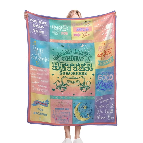 Coworker Leaving Gifts Throw Blanket for Coworker Colleagues Boss Best Friends Leader Employee Farewell Goodbye Gifts for Retirement Going Away Friendship Appreciation Flannel Blankets 60"x80" A002