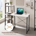 thumbnail image 3 of 39.5" Computer Desk with Shelves and 3-Tier Storage Bookshelf, Laptop PC Work Table Writing Desk for Small Spaces, White, 3 of 7
