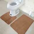 thumbnail image 2 of 3 PCS Coral velvet memory cotton mat bathroom absorbent non-slip carpet 3 pcs/set(15"×16.5" 15.7"×19.7" 19.7"×31.7",Light Brown), 2 of 3
