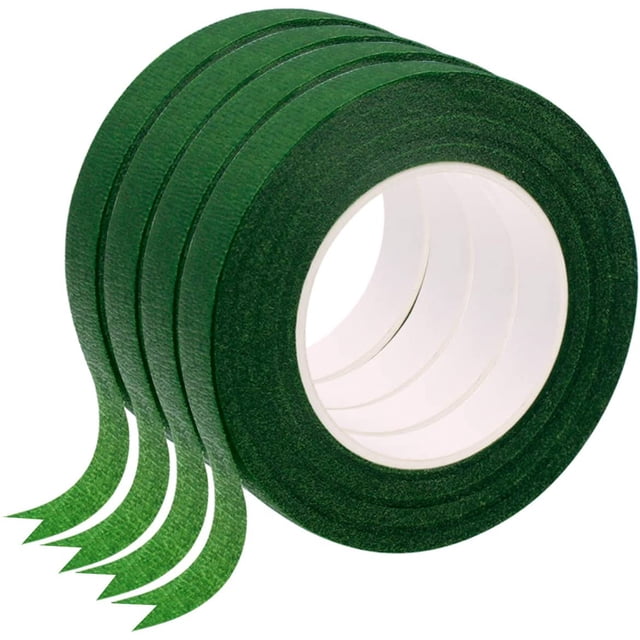 Cinta floral de 4 rollos de Gseagtia para envolver tallos de ramos y proyectos de manualidades de floristería (verde oscuro)