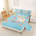 thumbnail image 2 of Erosebridal Kids Easter Rabbit Eggs Queen Sheet Sets 4 Pieces,Boys Girls Spring Cartoon Flowers Bed Set,Lightweight Room Decor, 2 of 5