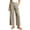 Khaki, variant on cocolona Womens Summer Casual Business Work Pants Elastic Waist Straight Wide Leg Pleated Pants with Pockets