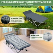 MOPHOTO 75 Portable Folding Bed for Adults, Camping Cot with Pearl Mattress & Carrying Bag, Heavy Duty Outdoor Sleeping Cot Bed