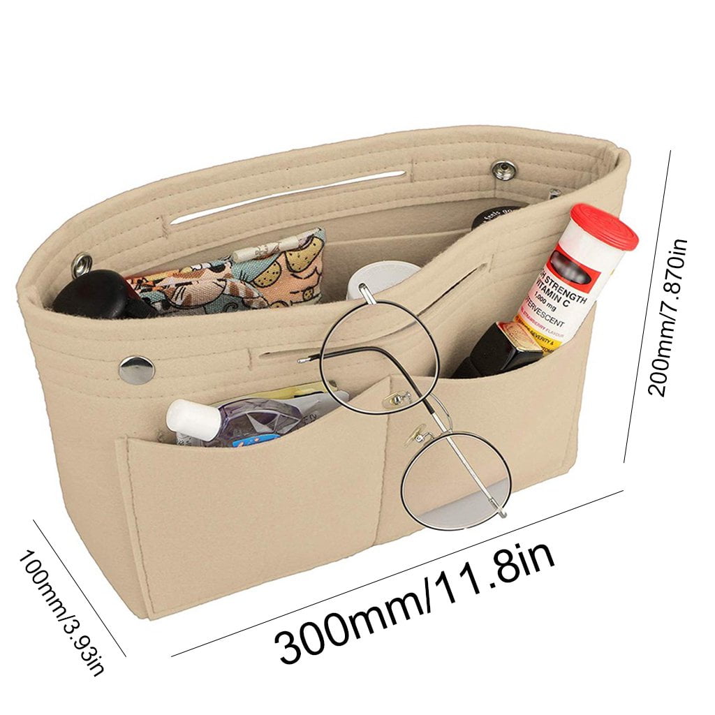 OUSITAID Purse Organizer Insert Felt Bag organizer with zipper Handbag Tote Shaper Felt Tote Handbag Organizer Insert Divider Shaper Bag Khaki L Walmart