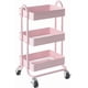 thumbnail image 2 of Carrito de Almacenamiento de Metal, Carrito de 3 Niveles con Ruedas,Estantes Almacenamiento,Organizador de Utilidad,Organizador con 2 Ruedas Cerradura y Asas, Ahorrar Espacio (Rosa), 2 of 9