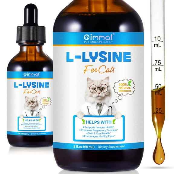 Lysine for Cats, Tear Stain Remover, Prevent and Eliminate Cats Tear Stains - Eye Health, Immune System Support for Eye Function, Feline Respiratory, Sneezing, Chicken Flavor, 60 ml/2 Fl OZ