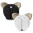 thumbnail image 2 of BadPiggies 2-Pack Winter Earmuffs Foldable Fluffy Cute Cat Ear Warmer Glitter Ear Muffs for Women and Girls, 2 of 9