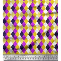 Soimoi Yellow Cotton Poplin Fabric Argyle Check Print Sewing Fabric Yard 42 Inch Wide