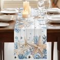 thumbnail image 3 of Table Runners 108 Inches Long Dress Scarves, Blue Beige Coastal Farmhouse Coffee/Dining/Kitchen Table Runner for Living Room, Beach Starfish Summer Eucalyptus Retro 13x108 Inch, 3 of 9