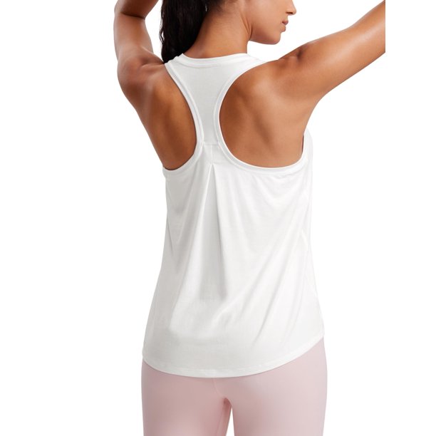 Camiseta sin mangas CRZ YOGA Racerback Yoga para mujer, color blanco, talla XS