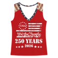 thumbnail image 5 of USA Tank Top Women Casual Independence Day Print Sleeveless Summer Top 250 Anniversary USA Tshirt Red XXXL, 5 of 5