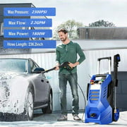 Electric Pressure Power Washer 1800W 2300PSI 2.2GPM with Hose Reel Nozzle Gun and 5 Quick-Connect Spray Tips(Blue)