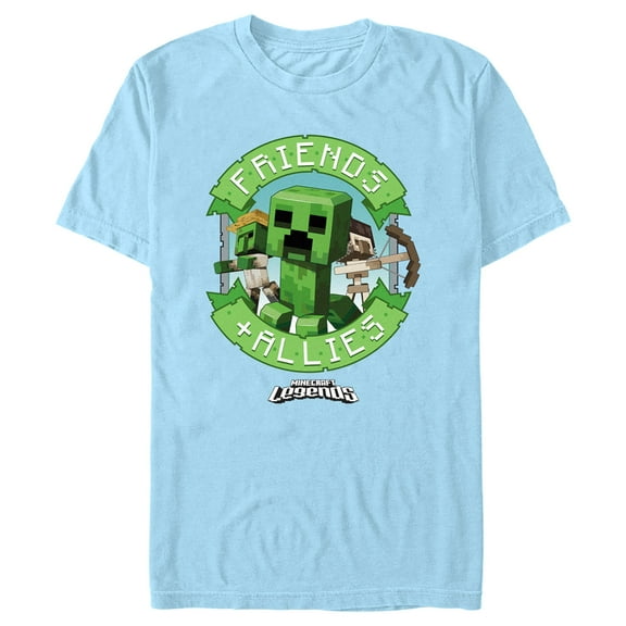 Men's Minecraft Legends Friends and Allies Banner Graphic Tee Light Blue 2X Large