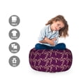 thumbnail image 2 of Garden Storage Toy Bag Chair, Botanical Swirly Leafage Branches Curling Foliage Frame Retro Design Pattern, Stuffed Animal Organizer Washable Bag, Small Size, Purple and Beige, by Ambesonne, 2 of 3