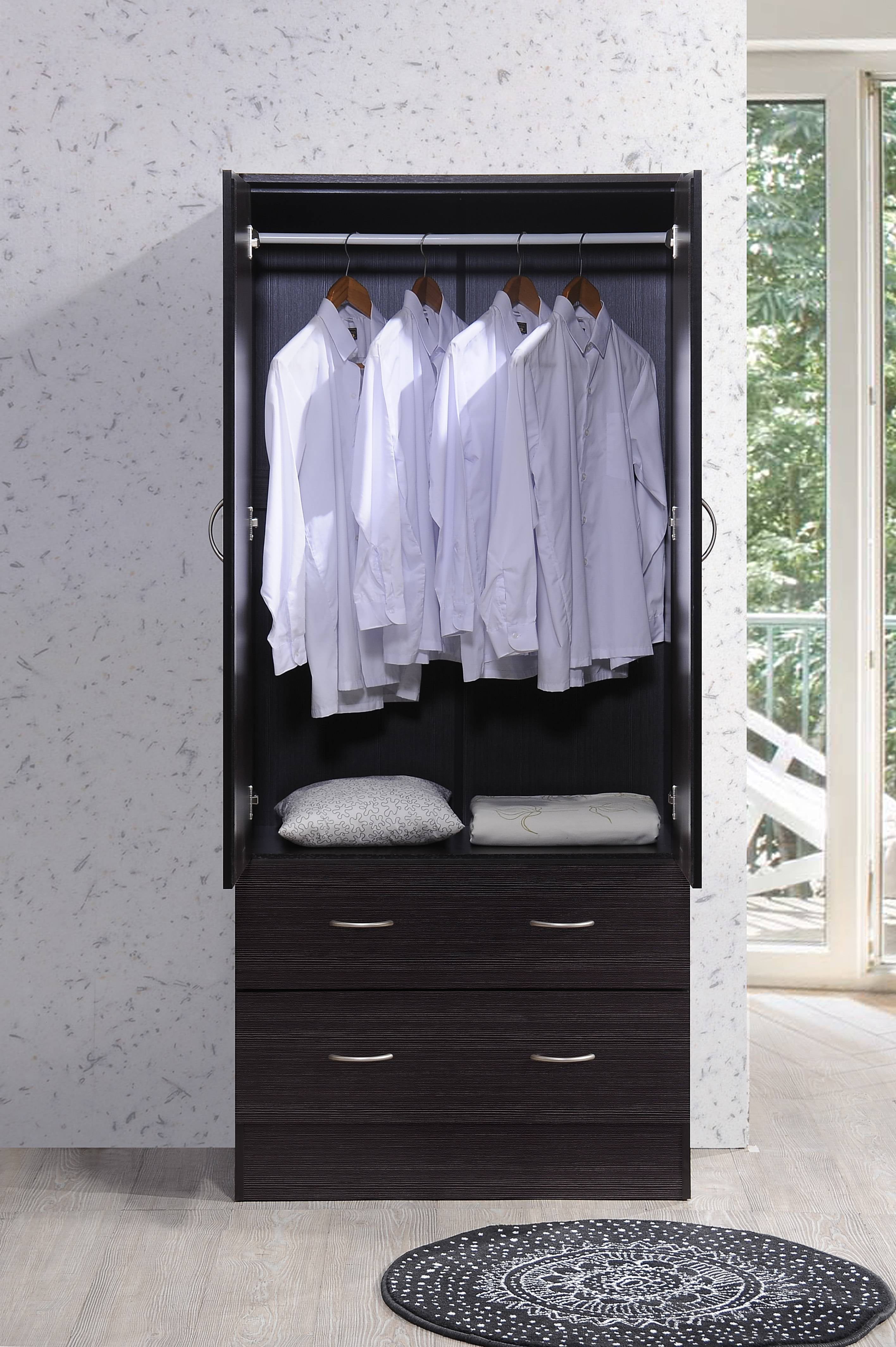 Composite Unkeyed Double Door Free Standing in White Details about   Wardrobe Cabinet 32 in 