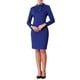 thumbnail image 2 of Vestido de trabajo de manga larga hasta la rodilla con cuello de lazo para mujer Inspire Chic 2XL azul real, 2 of 5