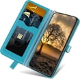 thumbnail image 4 of Case for iPhone 16 Plus Wallet Case, iPhone 16 Plus Case Leather with Strap Card Holder Magnetic Kickstand Shockproof Protective Case for iPhone 16 Plus 6.7 inch Life Tree Blue, 4 of 14
