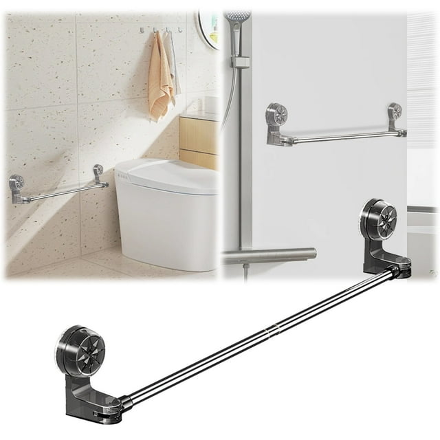 Suction Cup Towel Rack Punch Bathroom Wall Mounted Towel Bar Bathroom Telescopic Storage Rack