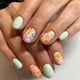 thumbnail image 1 of HPYFOI Uñas postizas adhesivas verde menta de 24 piezas con diseño floral, 1 of 7