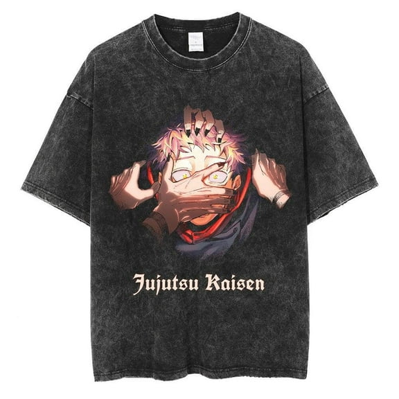 Jujutsu Kaisen Men's Cotton Summer T-Shirts Vintage Tee Loose Fit Short Sleeve Casual Tshirts for Men Women 2XL