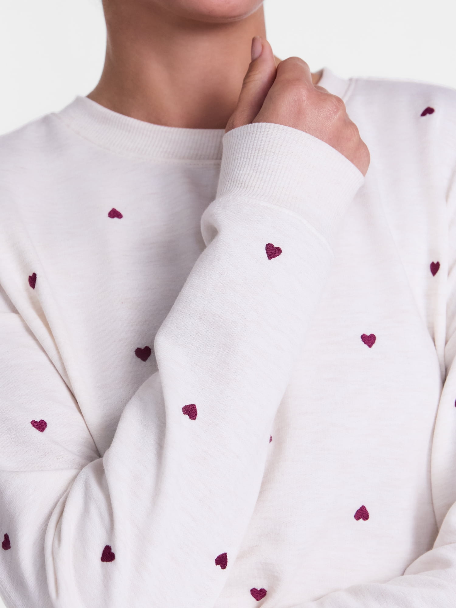 Joyspun Women's Fleece Lounge Sleep Top with Long Sleeves, Sizes XS-3X