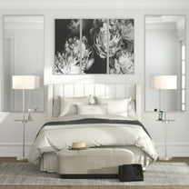 360 Lighting Caper Modern Floor Lamps with Tray Table 60 1/2" Tall Set of 2 Brushed Nickel USB and Outlet Off White Fabric Drum Shade for Living Room