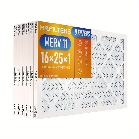 6pcs/set 16x25x1 Inch MERV 8/11/13 Cardboard Frame Pleated AC Furnace HVAC Air Filter