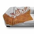 thumbnail image 3 of Orange Soft Flannel Fleece Throw Blanket, Rose Branch Motif with Floral Swirls in Old Fashioned Style Butterflies, Cozy Plush for Indoor and Outdoor Use, 50" x 70", Orange White, by Ambesonne, 3 of 6
