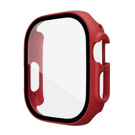 Apple Watch Ultra Case for 49mm Watch Case Built-in Tempered Glass Screen Protector, Case Full Coverage Cover for Apple Watch Ultra, Red 49mm