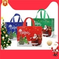 thumbnail image 3 of 5PCS Christmas Handbags Santa Claus Snowman Print Gift Bag Foldable Shopping Bag Thickened Large Capacity Cute Non-woven Handbag (blue), 3 of 7