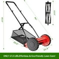 thumbnail image 2 of 16 Inch Push Reel Lawn Mower 5 Blades Manual Push Mower No Motor, 0.6-1.75 in Adjustable Cutting Height, Walk-Behind Lawn Mowers with Grass Catcher Bag Sponge Grip & Steel Build, 2 of 9